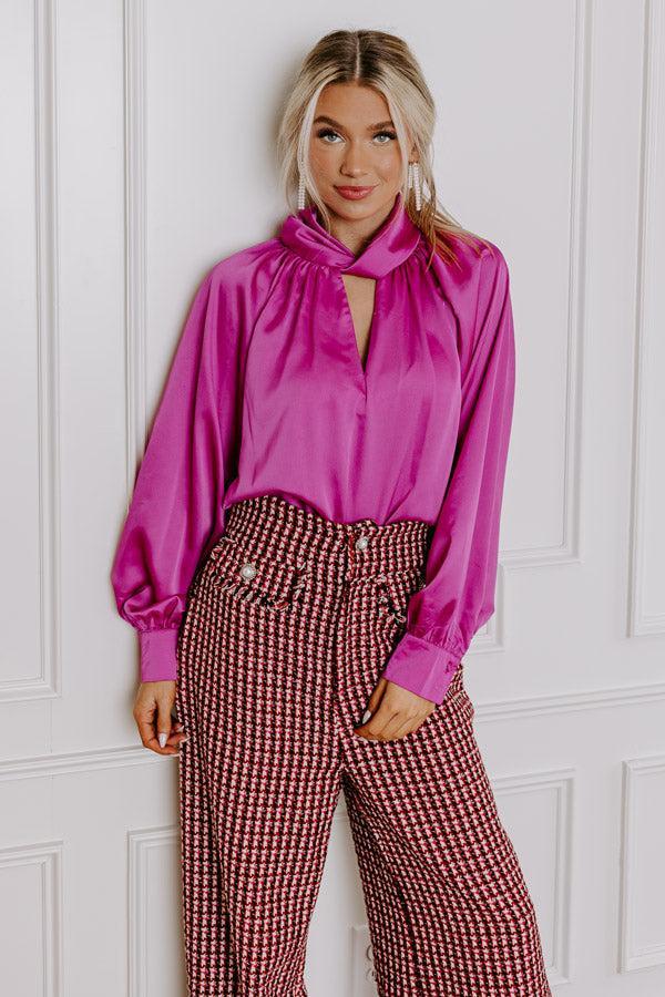 VIP Flight Plans Satin Top in Fuchsia Product Image