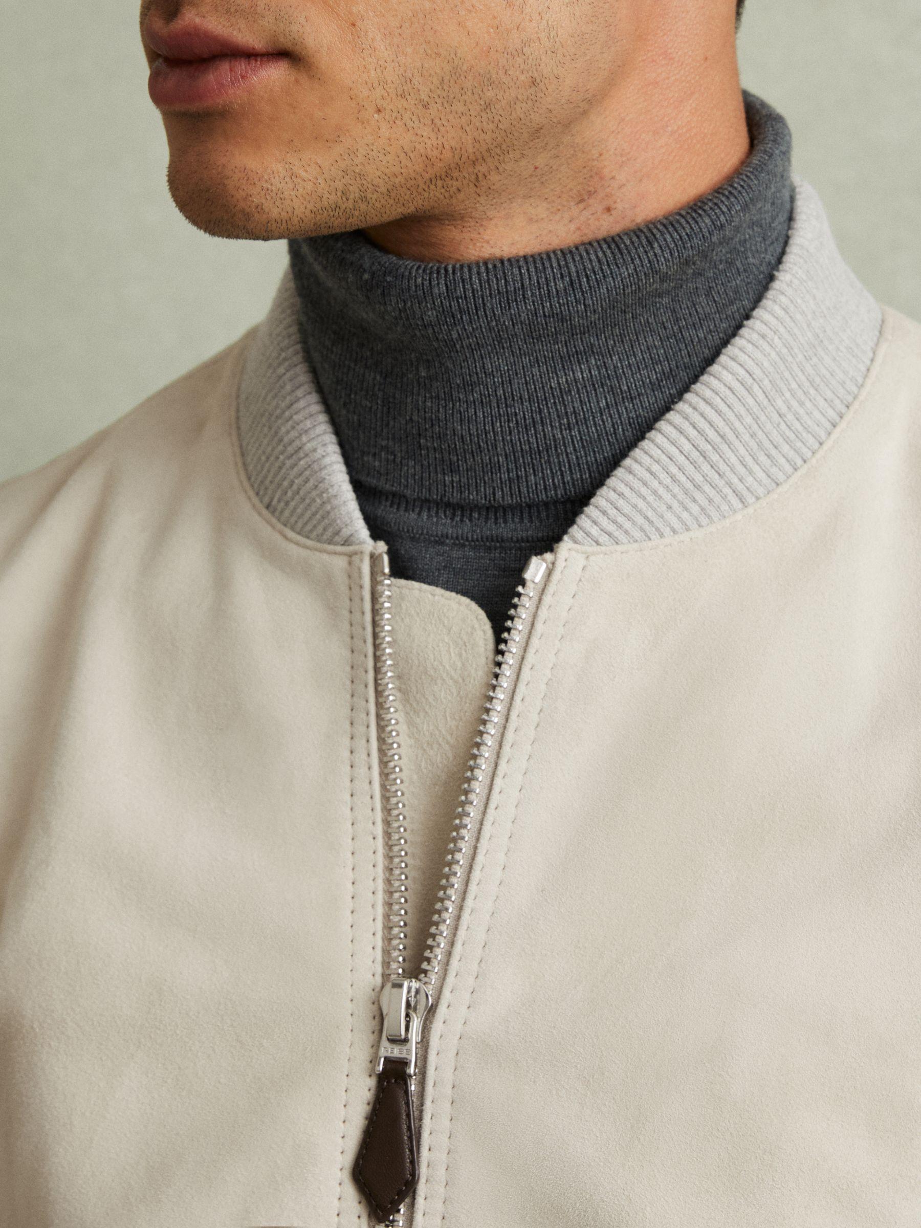 Diego Off White Suede Bomber Jacket Product Image