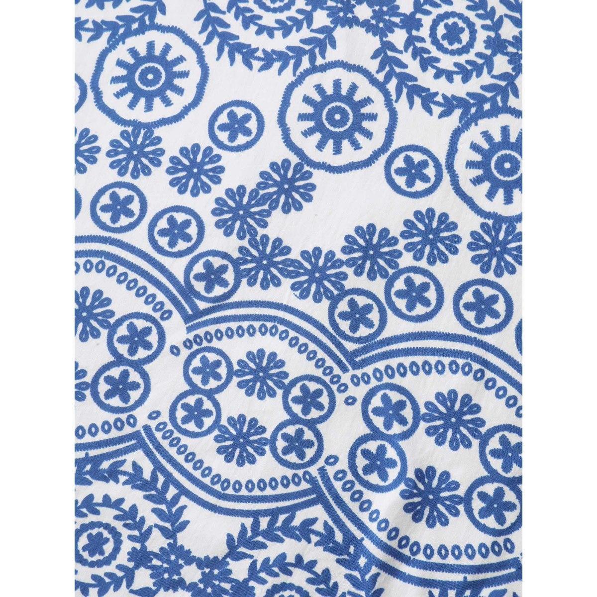 Plus Size Geometric Print Pockets Flowy Midi Dress DarkBlue Women Boho Heart neckline Cap Sleeve Curvy BloomChic 12/L Product Image