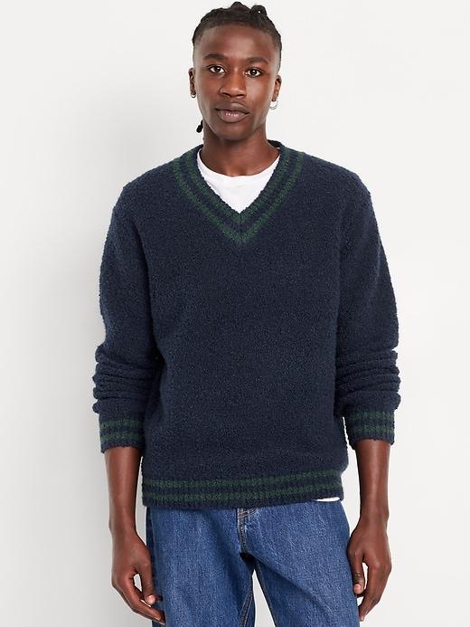 V-Neck Bouclé Sweater Product Image