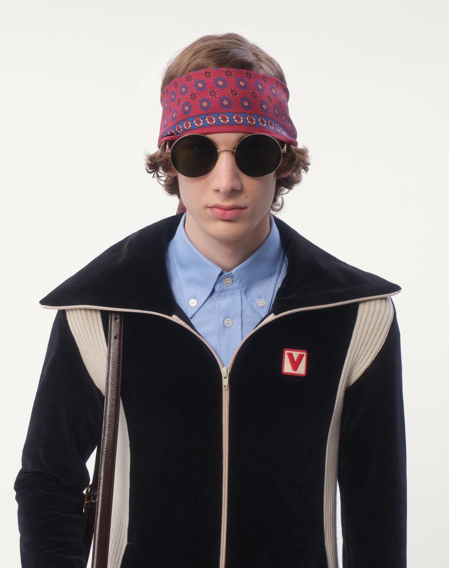 Chez Valentino Turtleneck Chenille Sweatshirt With Zipper And Patch Product Image