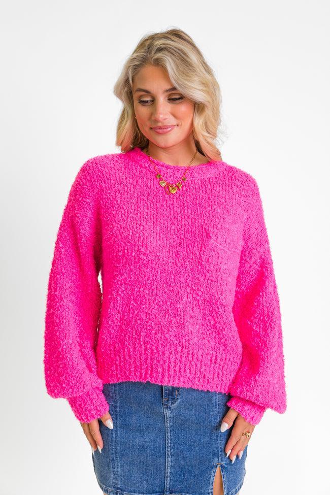 Longer Nights Magenta Fuzzy Pocketed Sweater Product Image