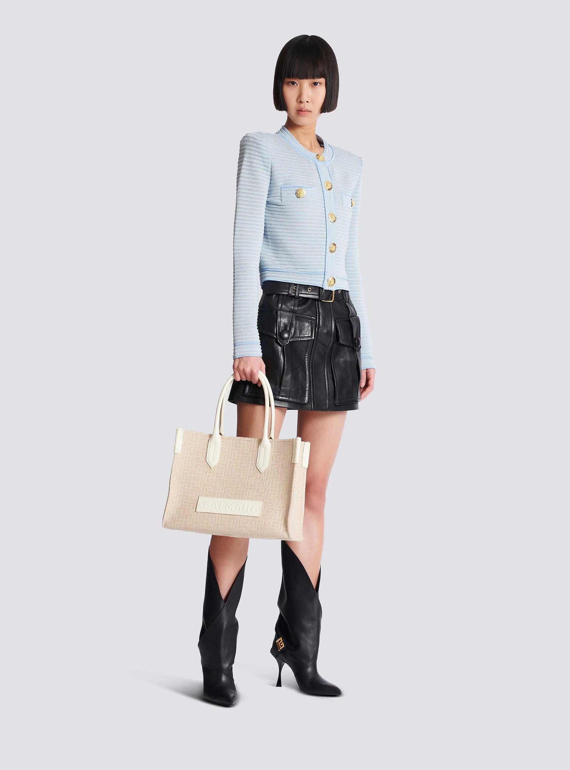 B-Army 36 monogrammed canvas jacquard and leather tote bag Product Image