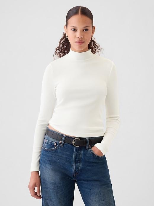 Modern Rib Cropped Mockneck Shirt Product Image