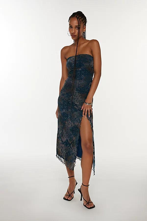 Urban Outfitters UO Samara Mesh Strapless Midi Dress Womens at Urban Outfitters Product Image