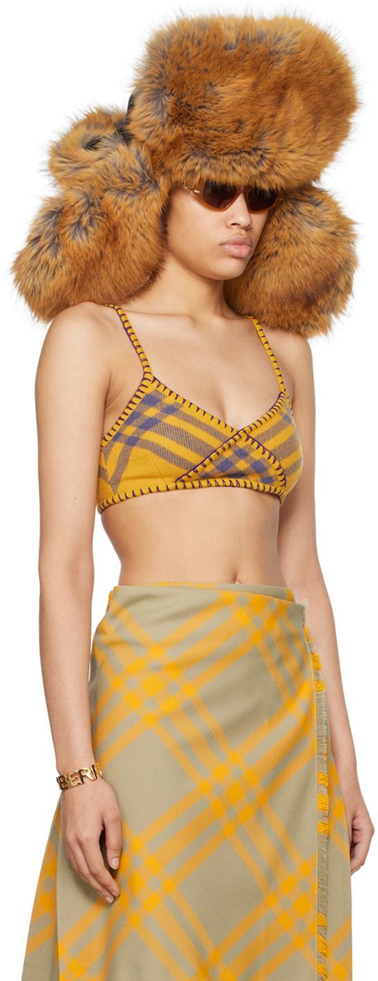 BURBERRY Yellow & Purple Check Bralette In Pear Ip Check Product Image