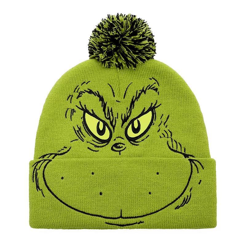 Mens Dr. Seuss The Grinch Cuffed Pom Knit Hat Product Image