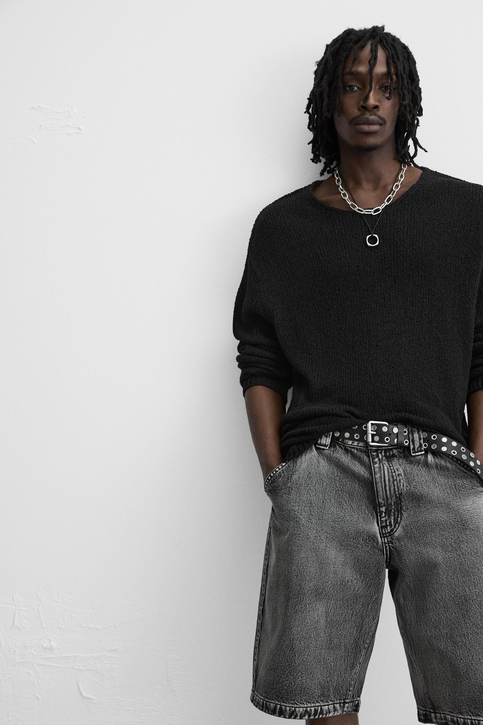 WASHED BAGGY FIT DENIM SHORTS Product Image