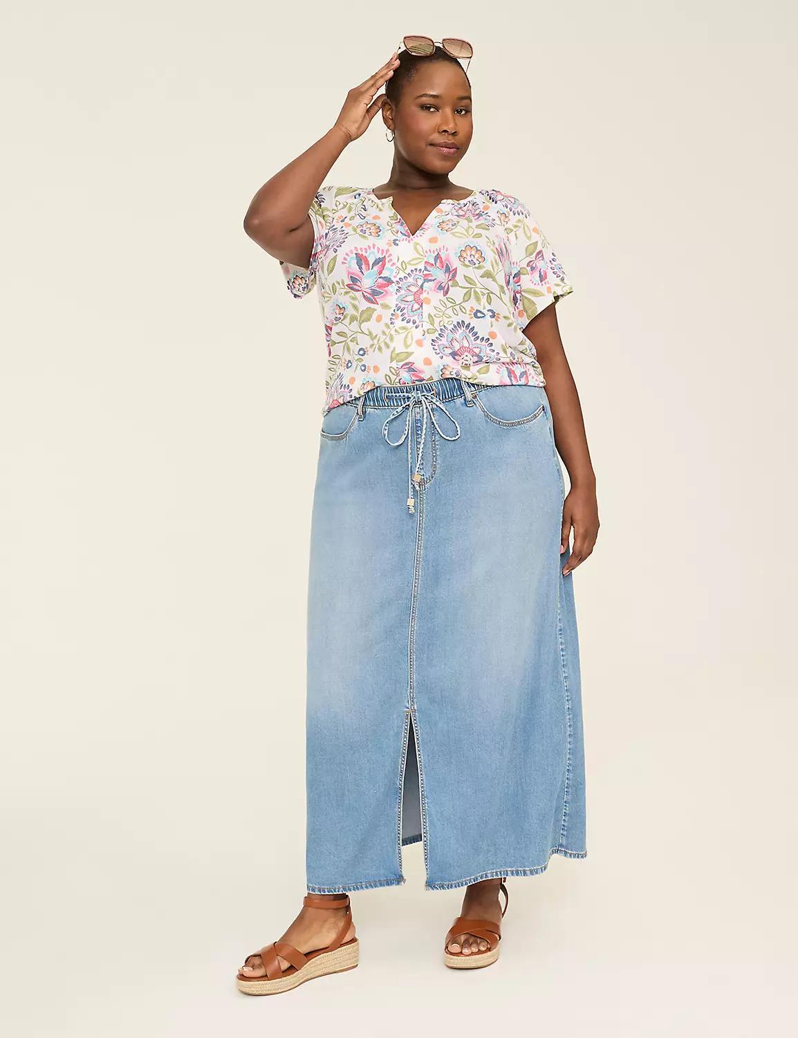 Short-Sleeve Notch-Neck Top Product Image