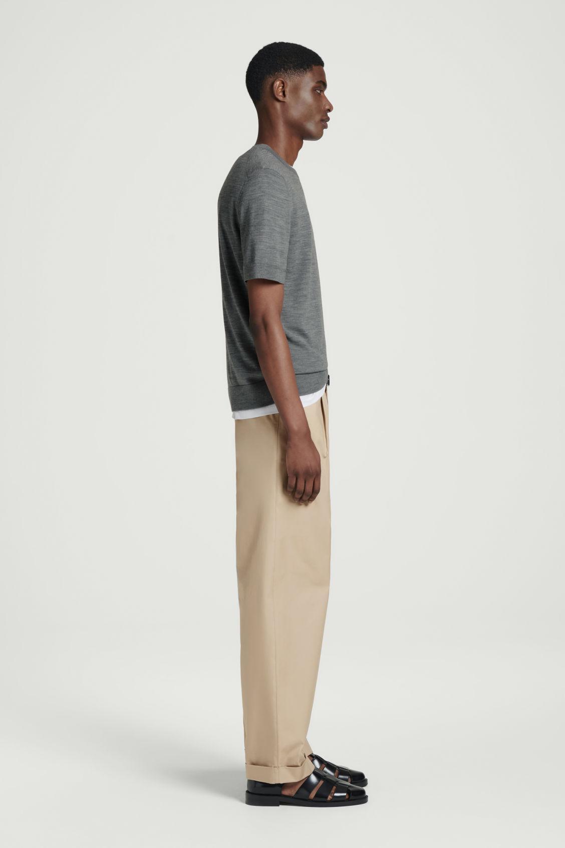 TAPERED COTTON TURN-UP TROUSERS Product Image