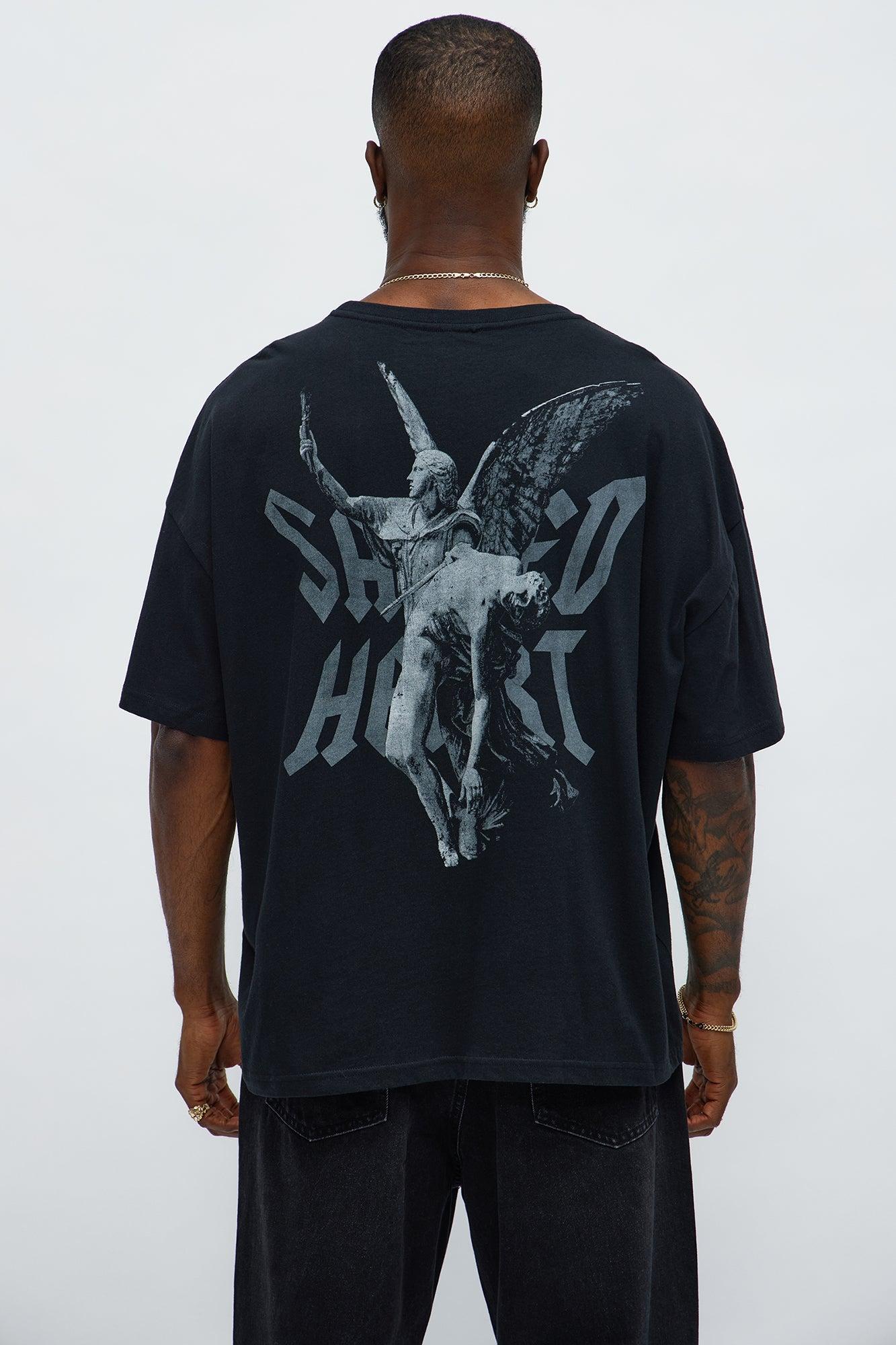 Sacred Heart Boxy Short Sleeve Tee - Black Male Product Image