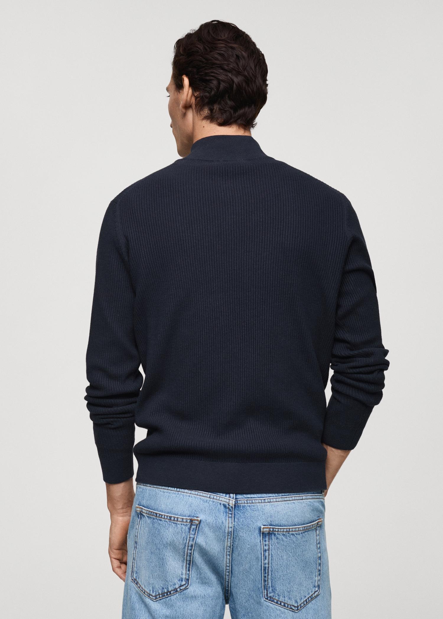 Ribbed sweater with zip neck - Men | MANGO USA Product Image