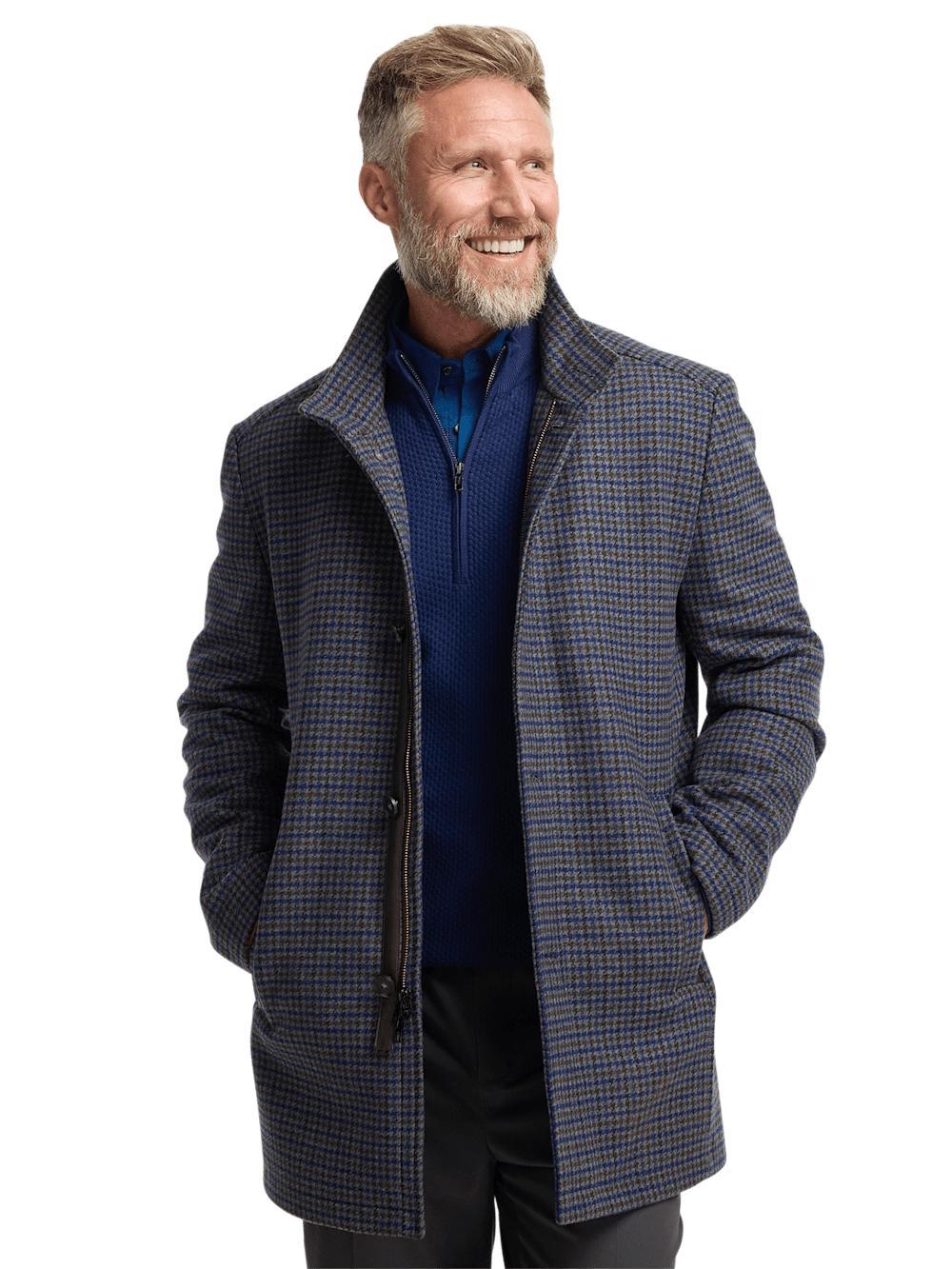 Wool Blend Check Carcoat - Multi Product Image