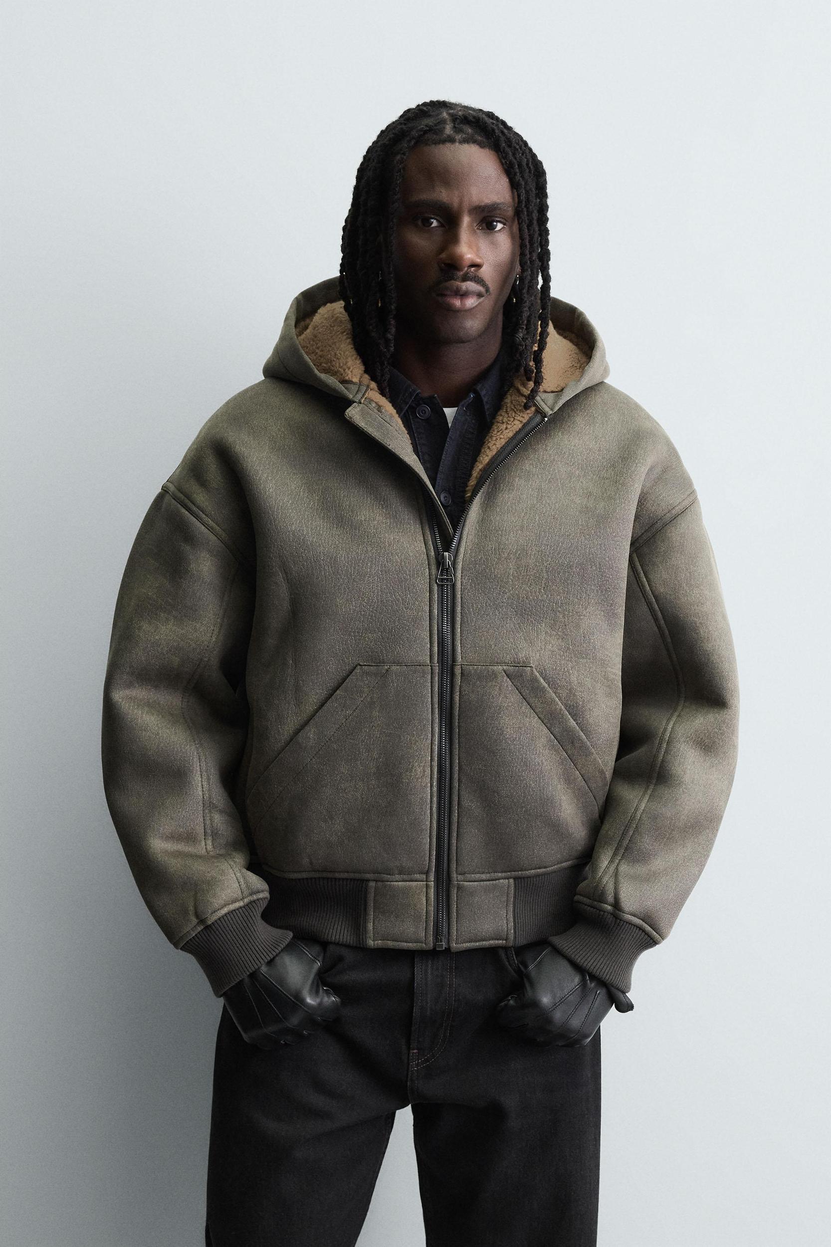 DOUBLE FACED WASHED FAUX LEATHER JACKET Product Image