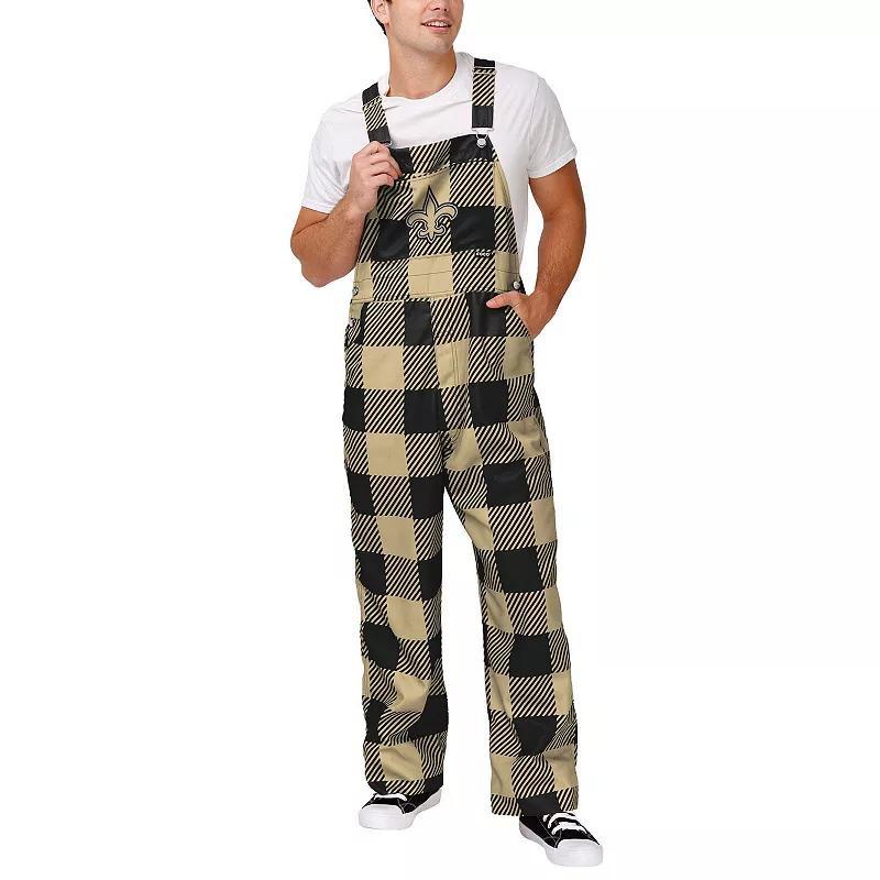 Mens FOCO New Orleans Saints Big Logo Plaid Overalls Product Image