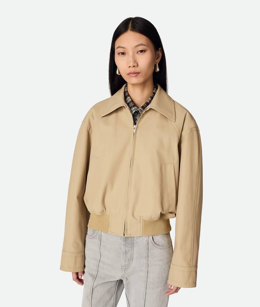 Women's Cotton Twill Blouson in Beige Product Image