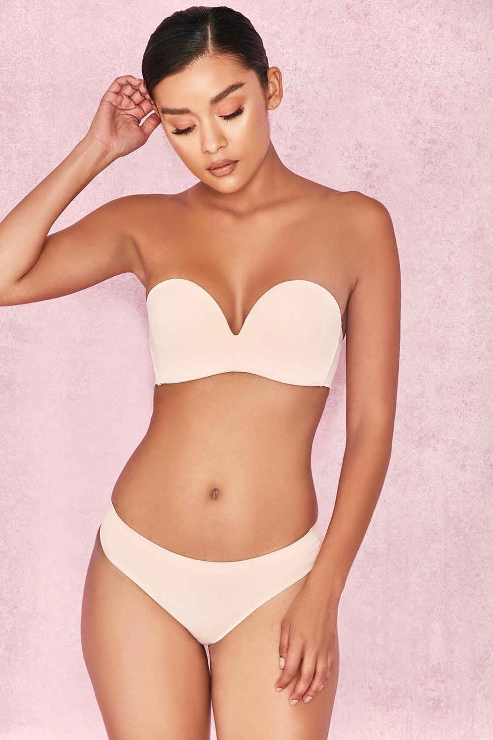Smooth  plain molded strapless bra - beige Product Image