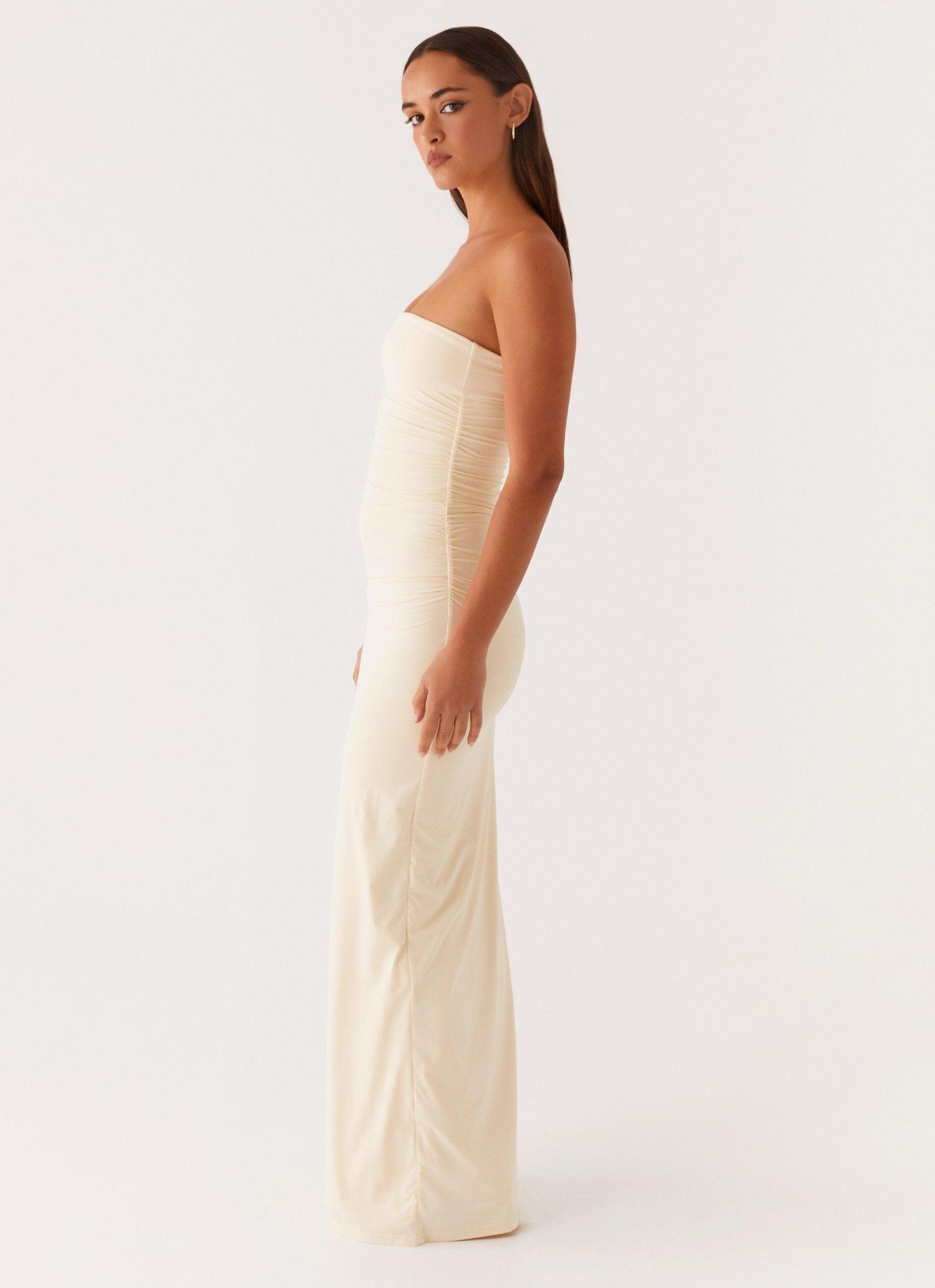 Romee Strapless Maxi Dress - Pastel Yellow Product Image