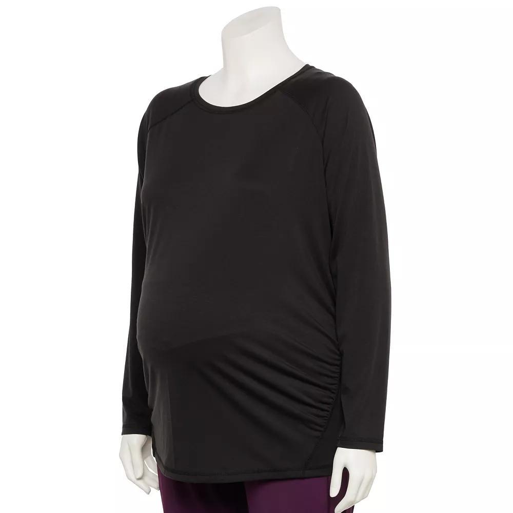 Plus Size Maternity Tek Gear® Long Sleeve Tee, Women's, Size: 4XL, Mineral Black Product Image