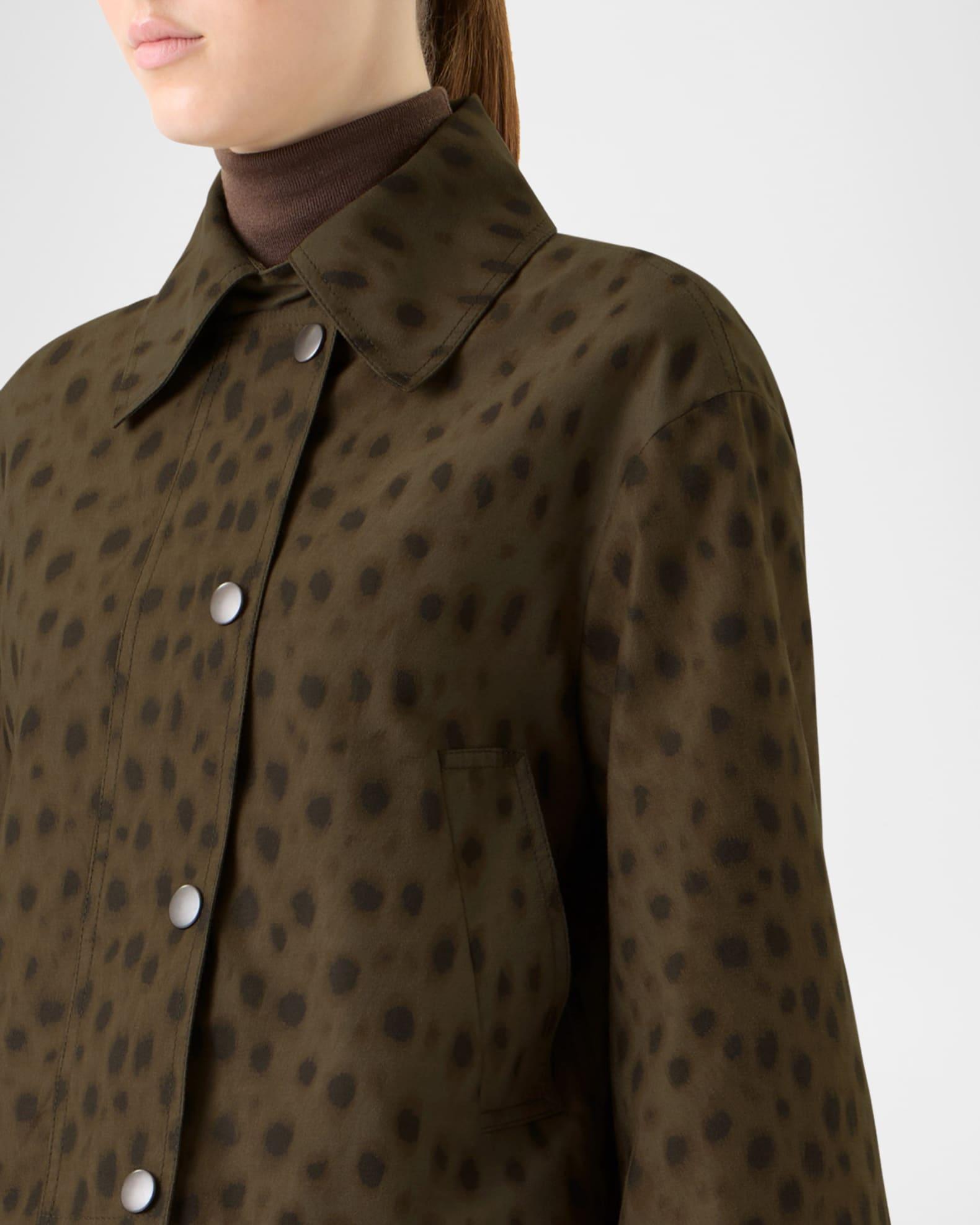 Leopard Brushed Techno Gabardine Short Parka Jacket Product Image