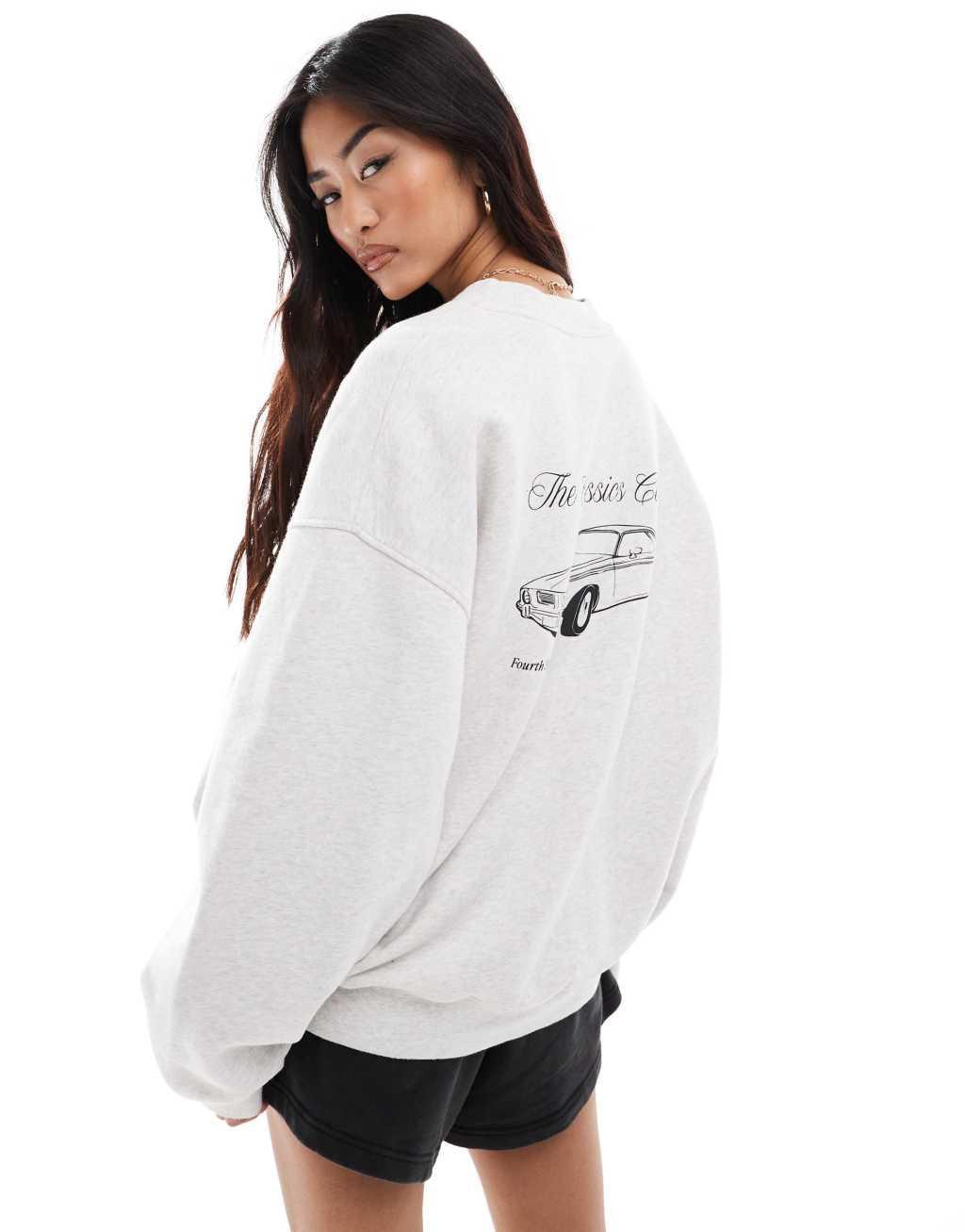 4th & Reckless car back print sweatshirt in gray Product Image