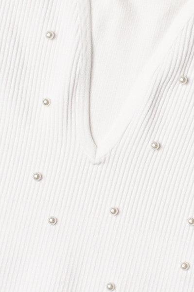Pearl Detail Deep V Crop Tank Product Image