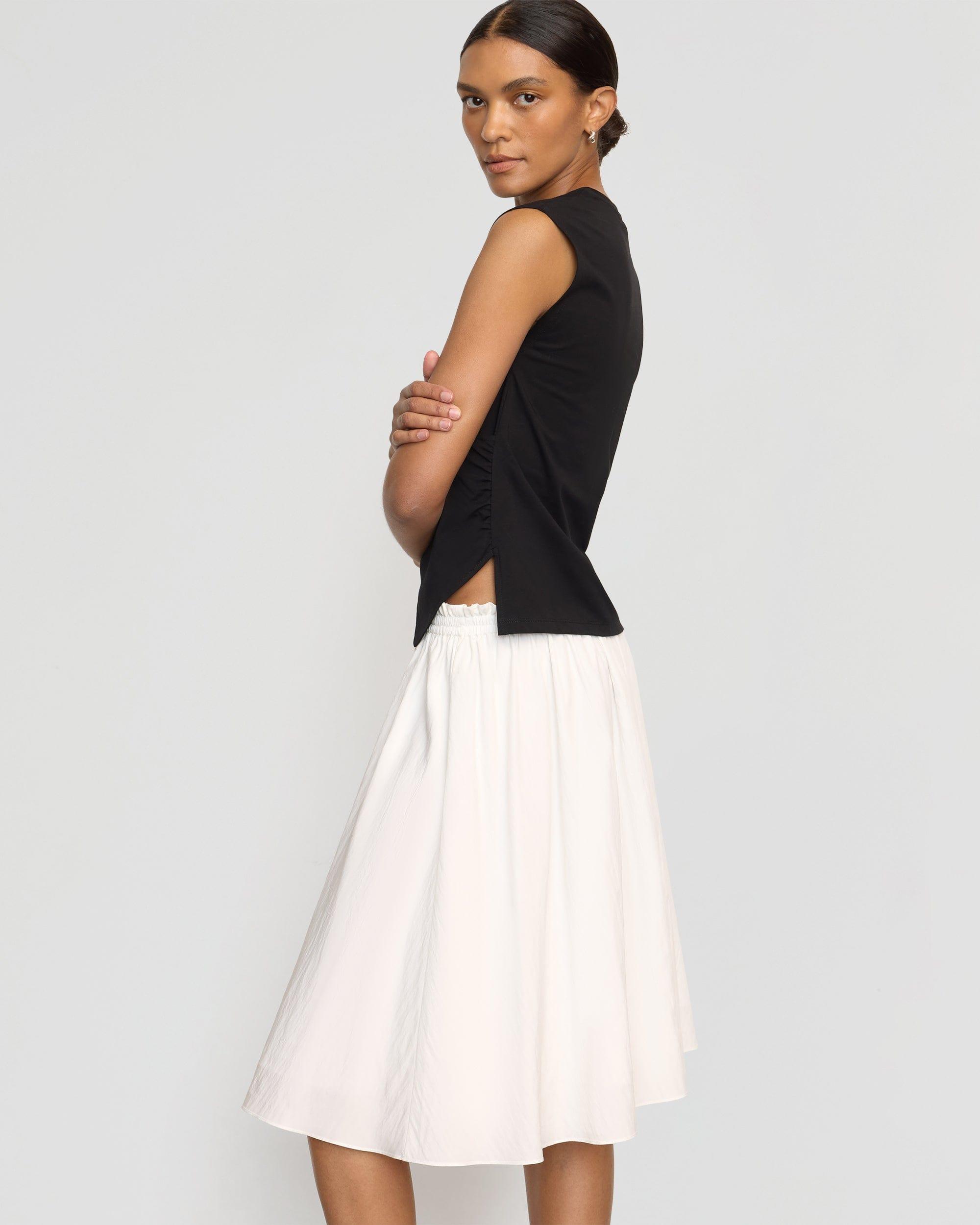Zazie Shirred Stretch-Waist Midi Skirt Product Image