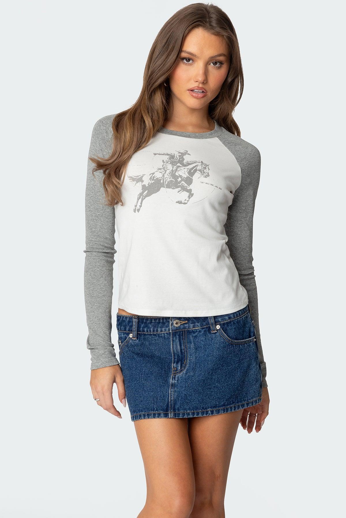 Cowboy Raglan Long Sleeve T Shirt Product Image