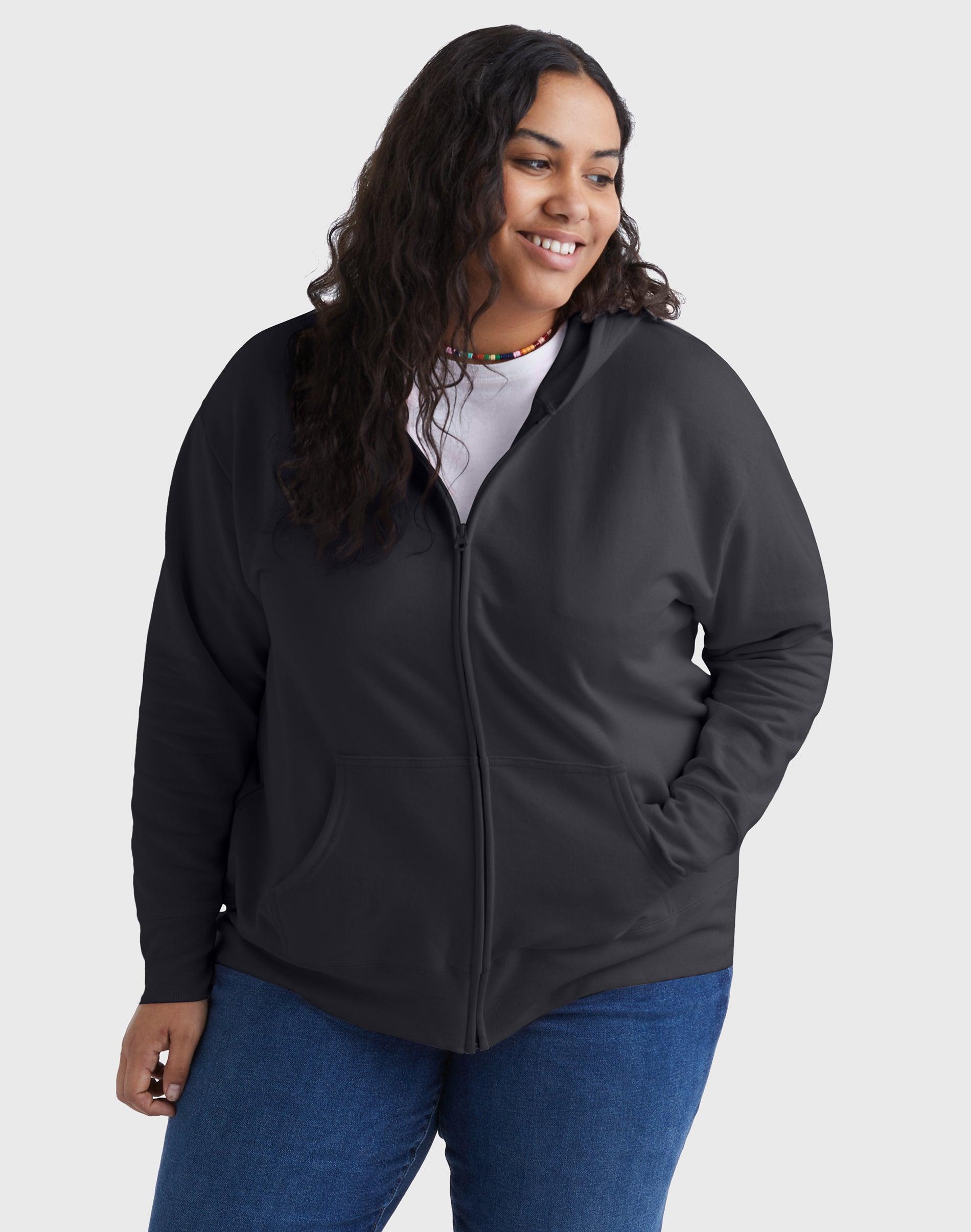 Hanes Just My Size EcoSmart Womens Full-Zip Fleece Hoodie (Plus ) Navy Heather 3X Product Image