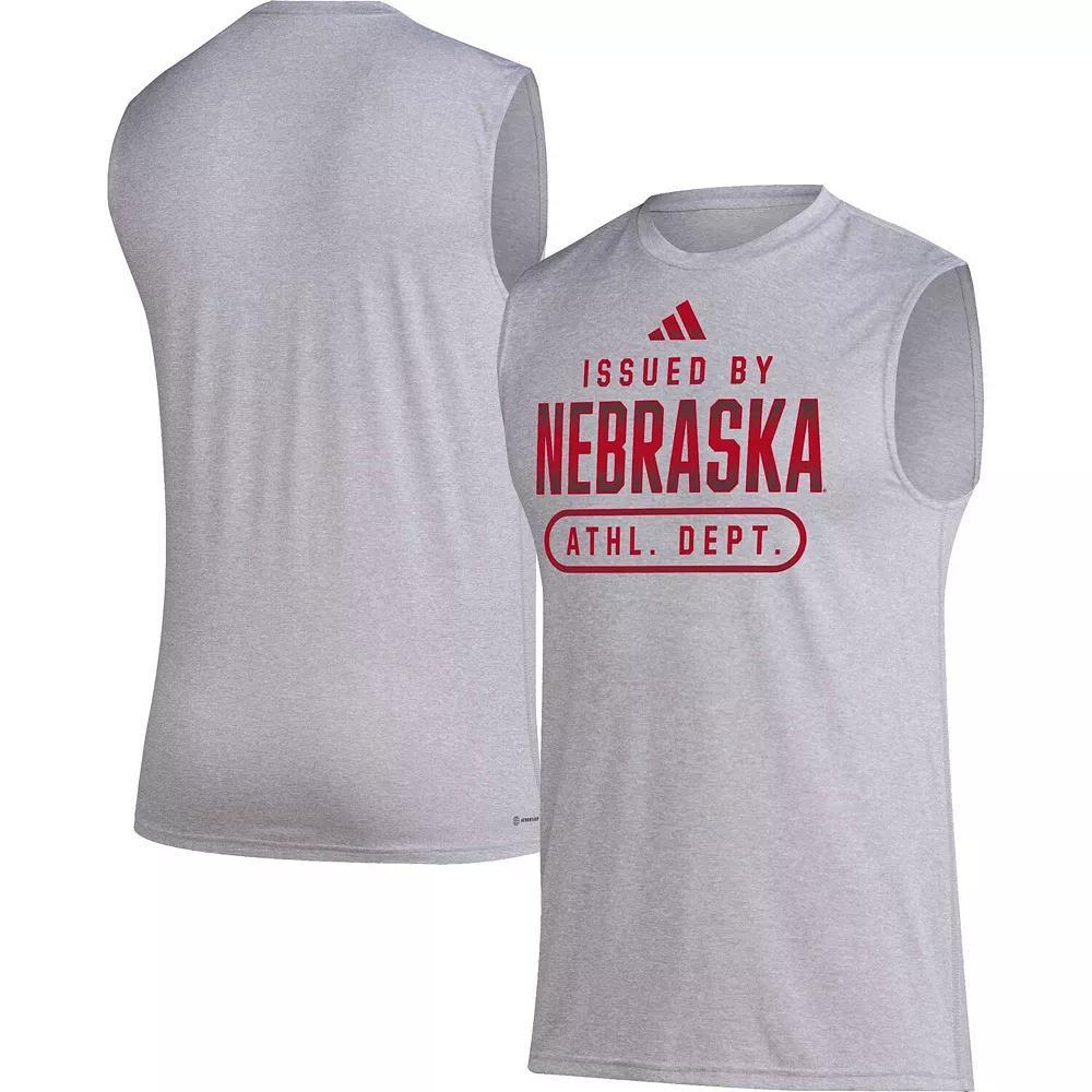 Men's adidas Heather Gray Nebraska Huskers Sideline AEROREADY Pregame Tank Top, Size: Medium, Grey Product Image