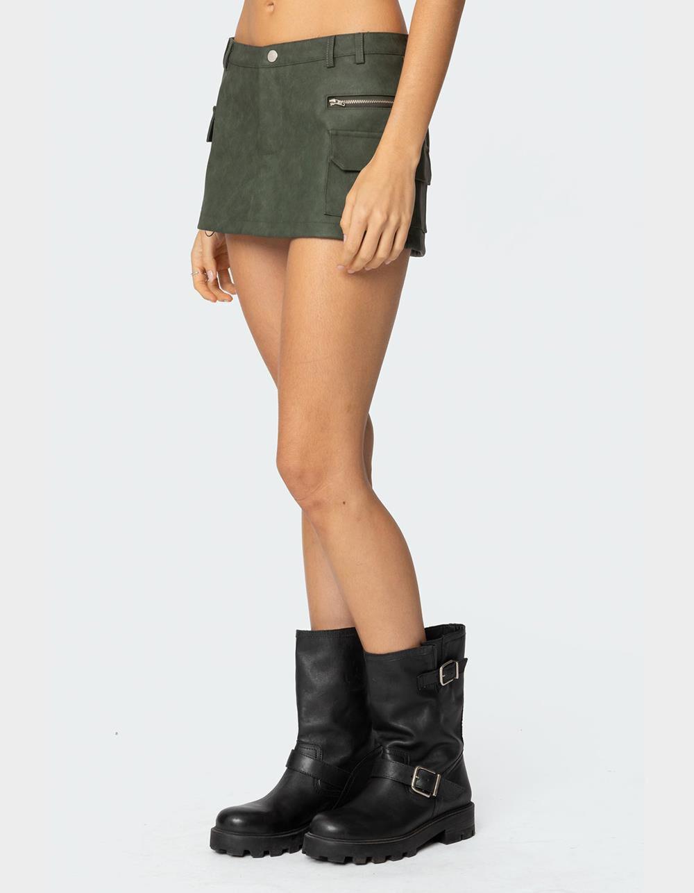 EDIKTED Faux Leather Cargo Micro Skort Product Image