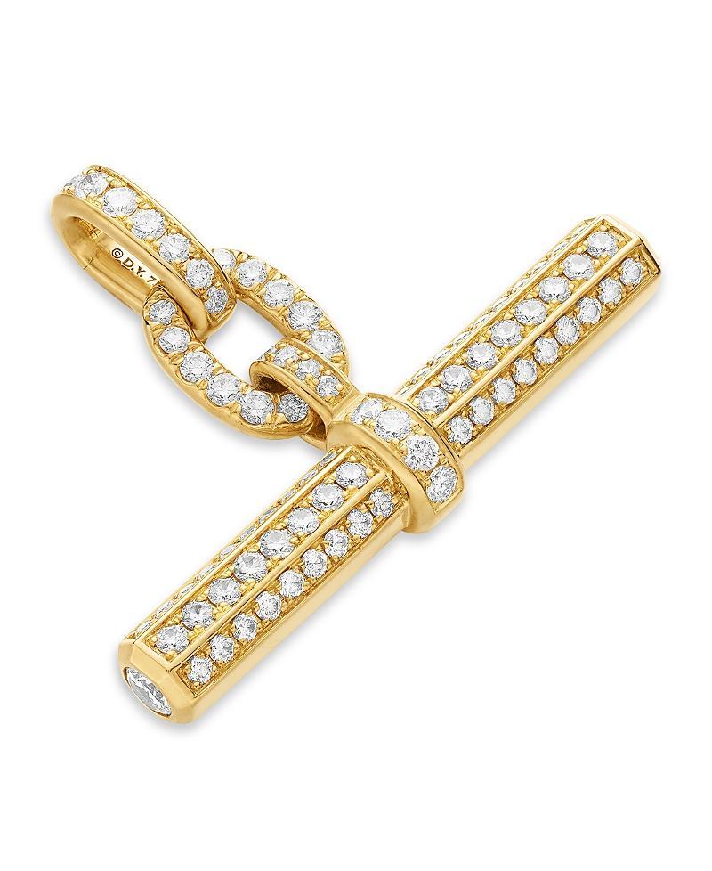 Womens Lexington E/W Barrel Pendant in 18K Yellow Gold with Full Pav Diamonds Product Image