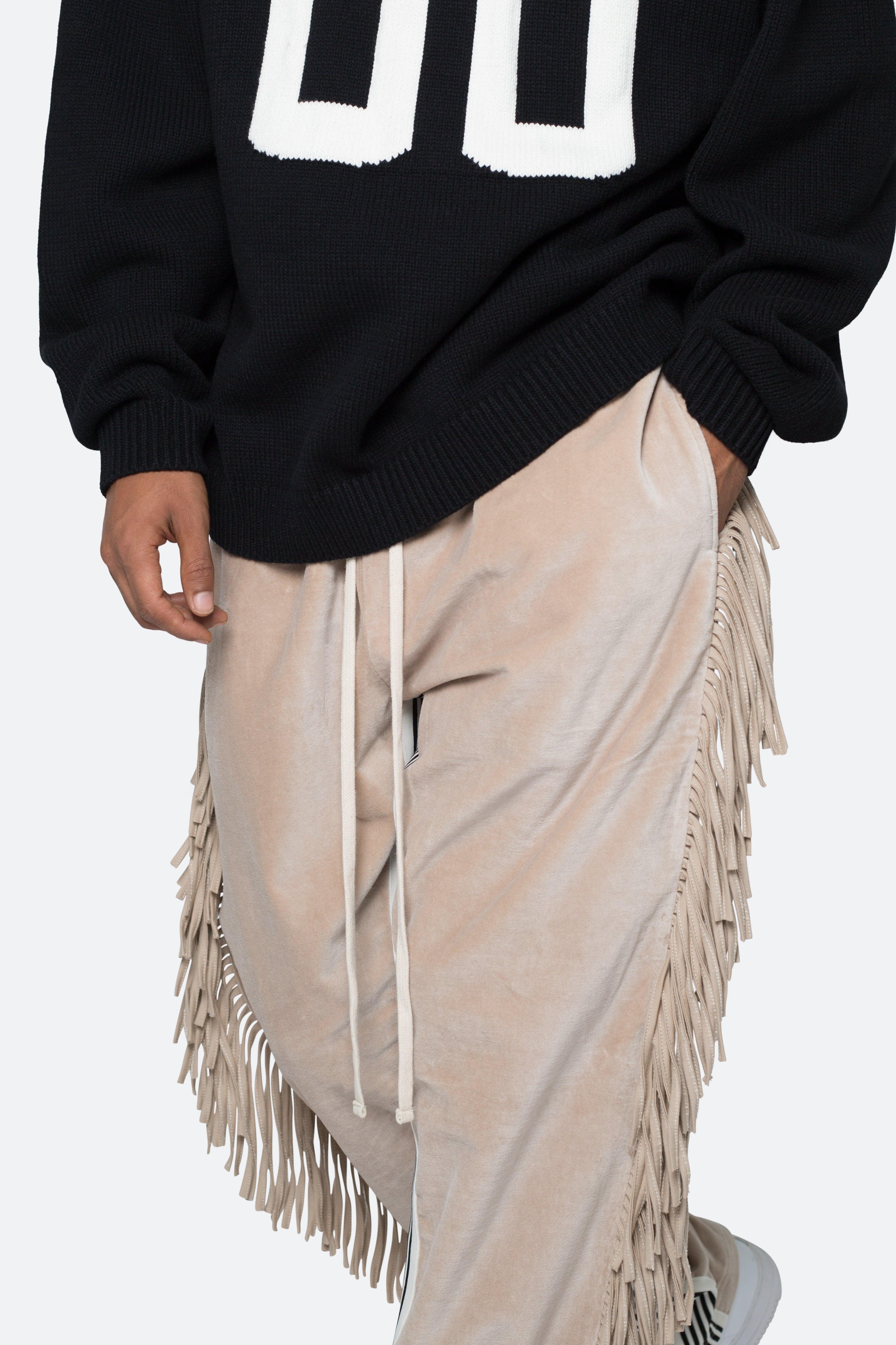 Fringe Velour Sweatpants - Dust Product Image