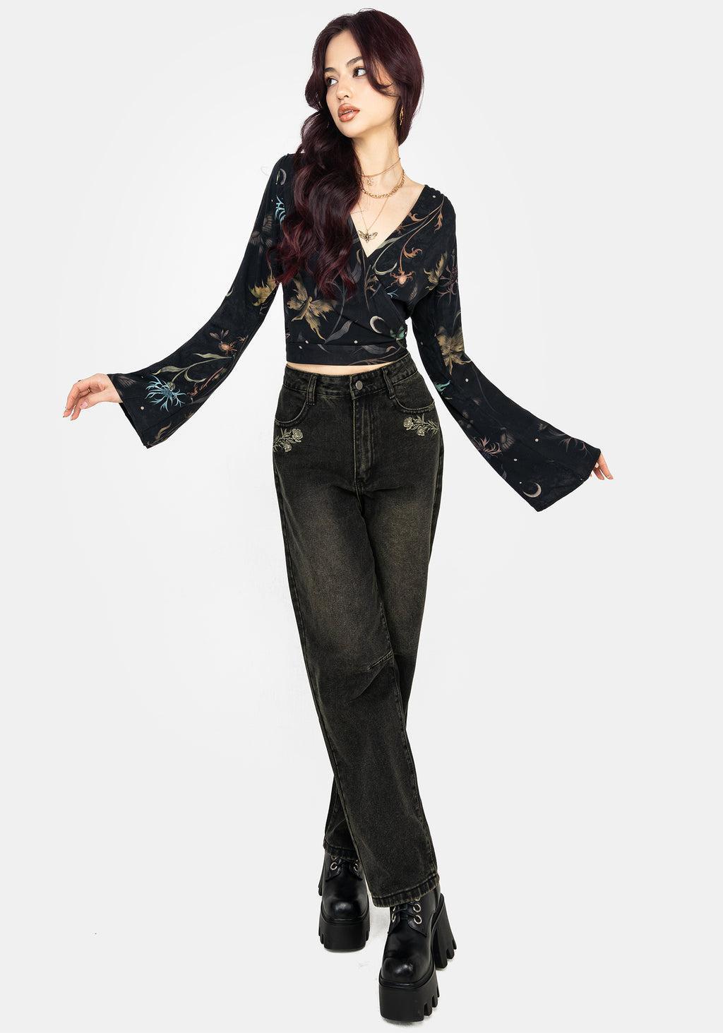 Rosanella Floral Print Flare Sleeve Wrap Top Product Image