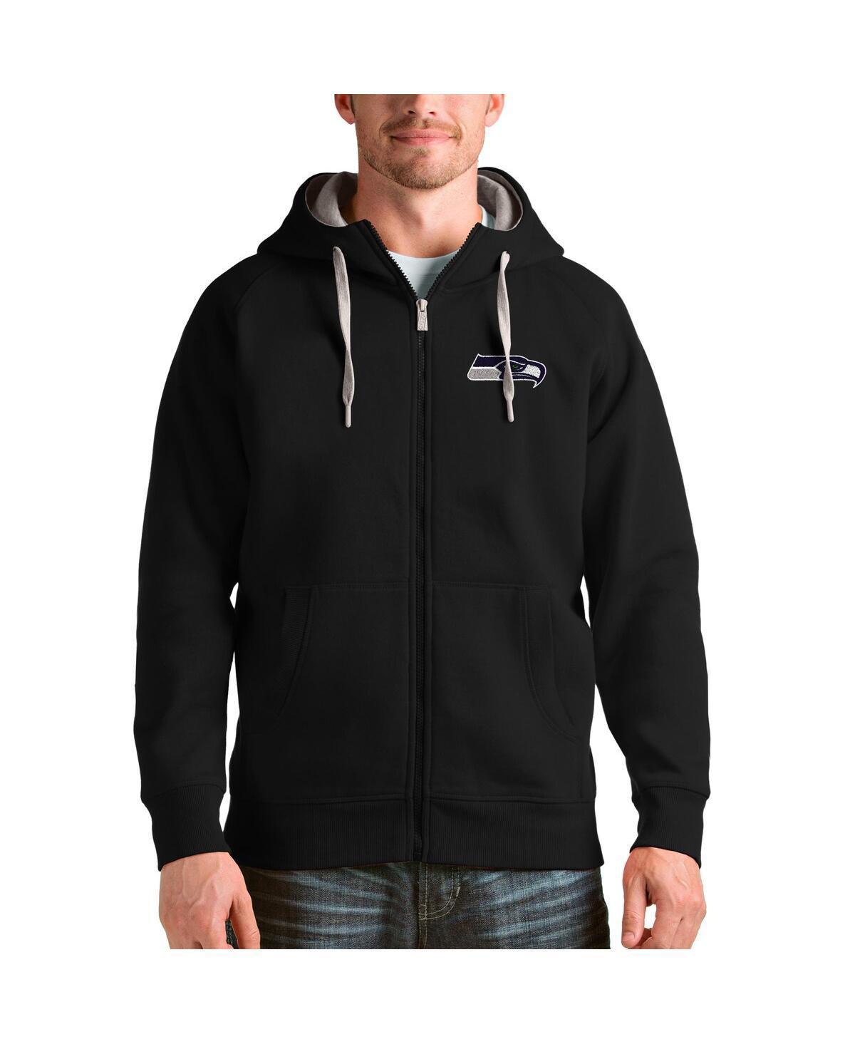 Antigua Mens Black Los Angeles Dodgers Team Logo Victory Full-Zip Hoodie Product Image