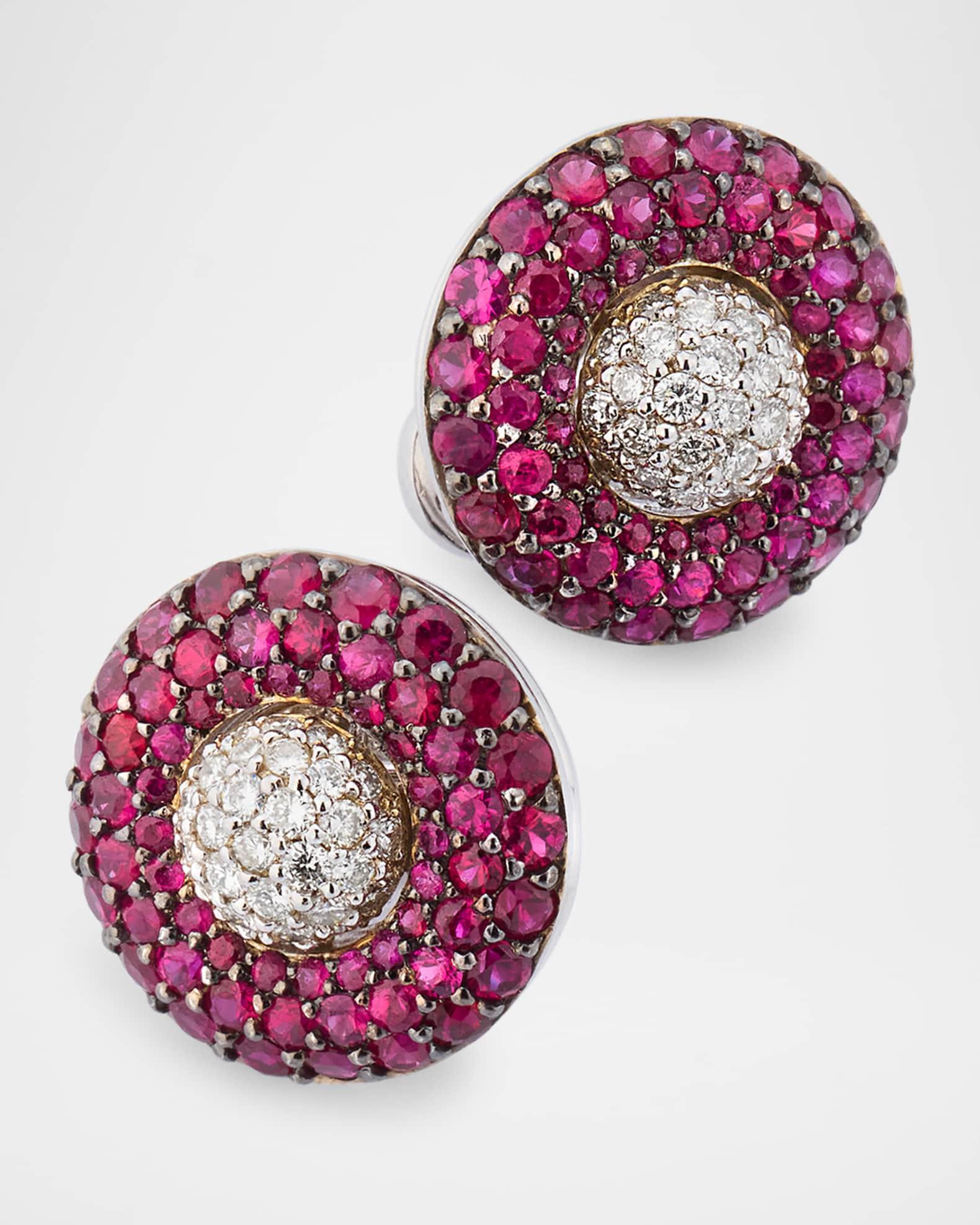 18K White Gold Diamond and Ruby Earrings Product Image