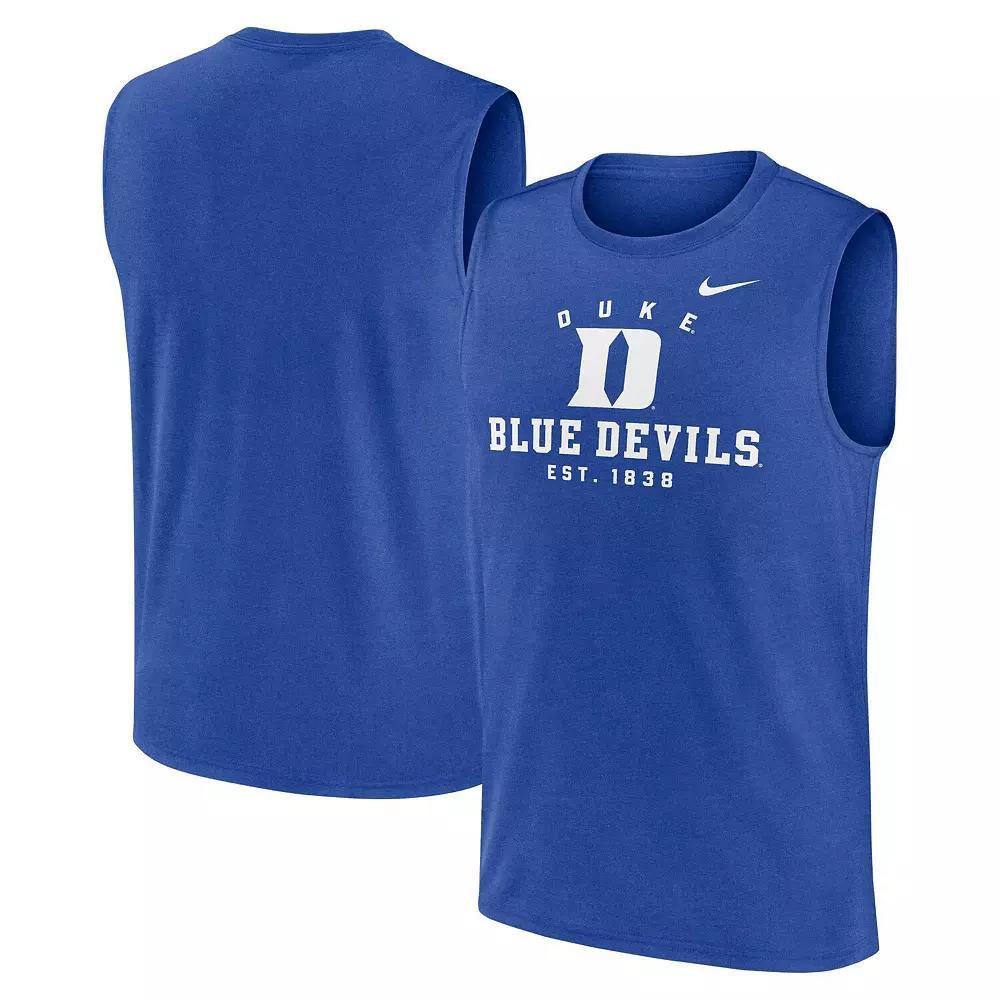 Men's Nike Royal Duke Blue Devils Primetime Legend Lock Up Performance Muscle Tank Top,  Product Image