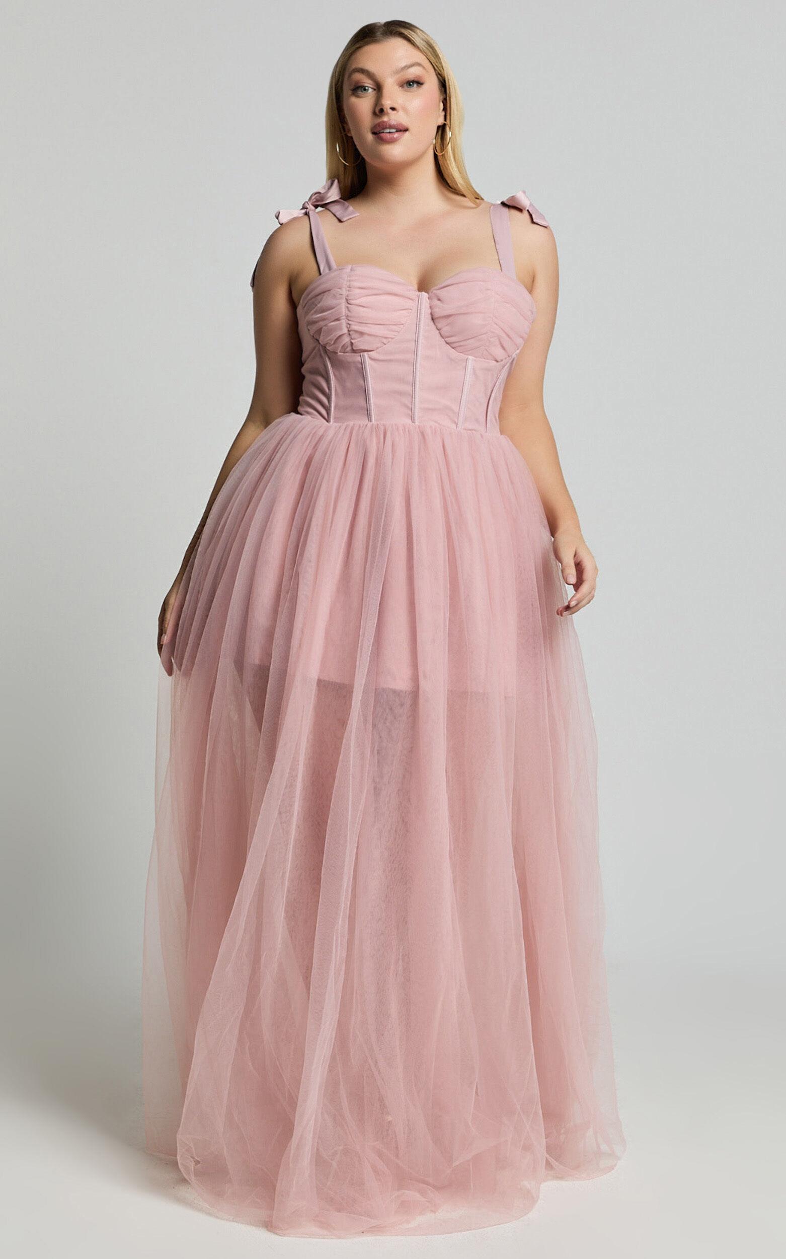 Emmary - Bustier Bodice Tulle Dress in Pink Product Image