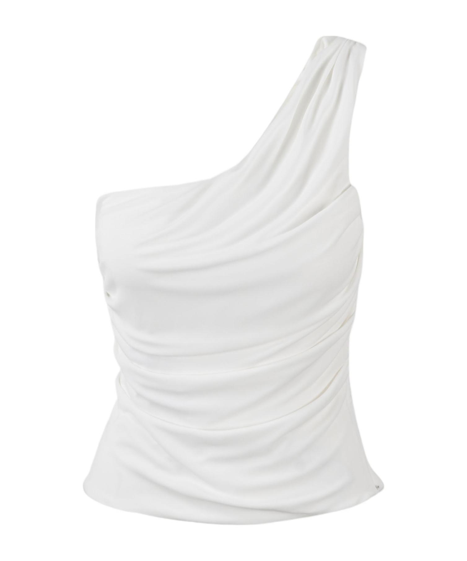 ALBERTA FERRETTI Ruched One-shoulder Top In White Product Image