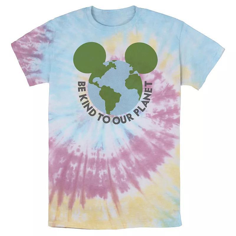 Men's Disney Mickey & Friends Mickey Be Kind To Our Planet Globe Bomabrd Wash Tee, Size: Medium, White Blue Product Image