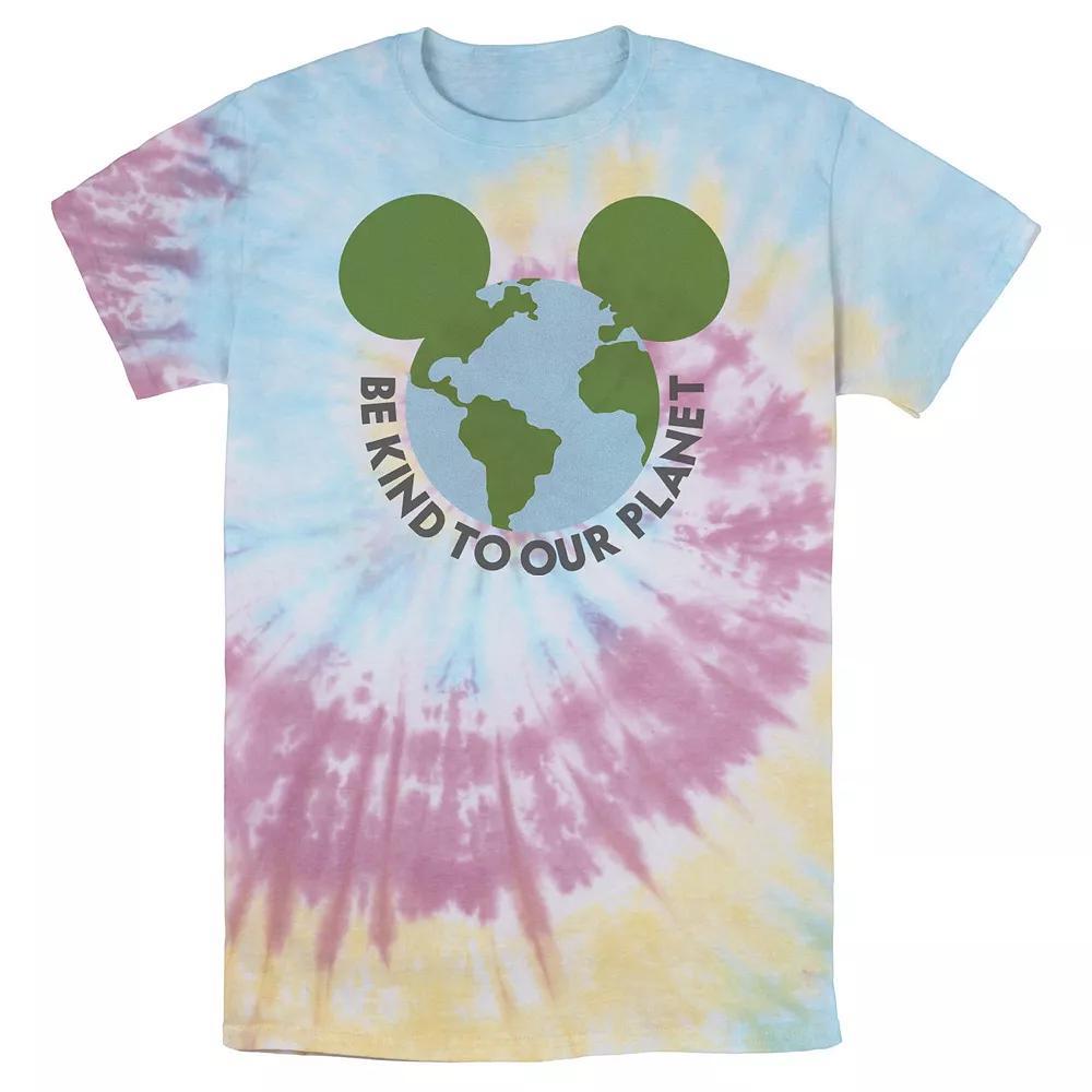 Men's Disney Mickey & Friends Mickey Be Kind To Our Planet Globe Bomabrd Wash Tee, Size: Medium, White Blue Product Image