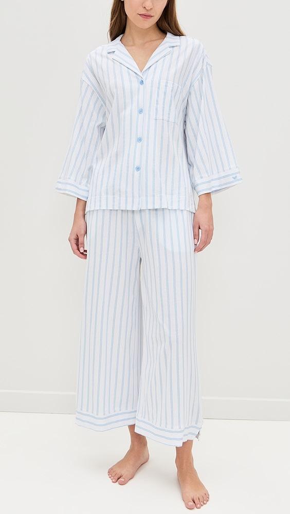 Petite Plume Luxe Pima Stripe Wide Leg Pajama Set | Shopbop Product Image