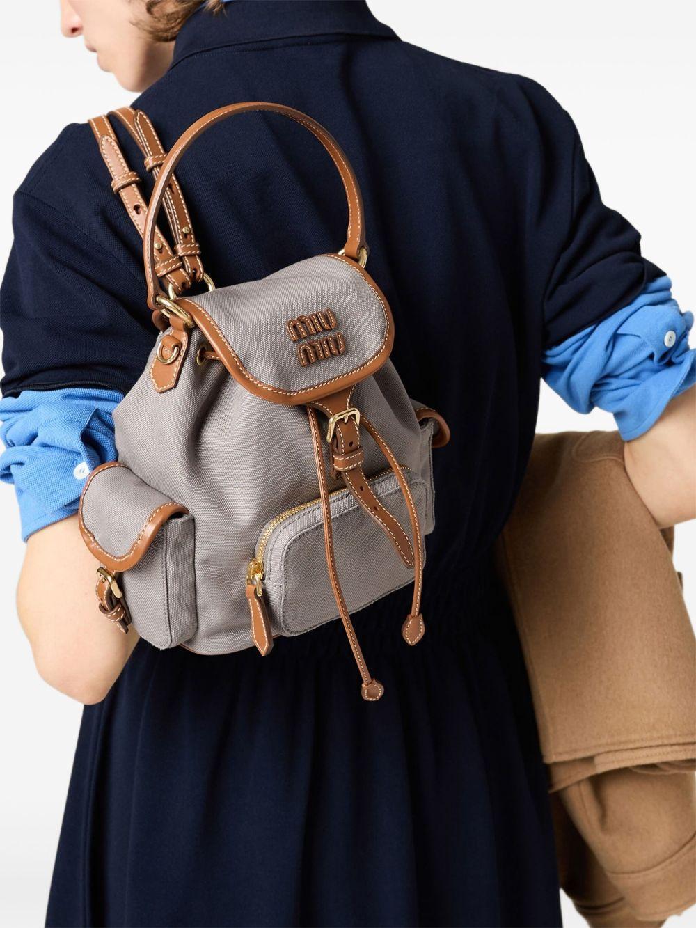 leather-trimmed canvas backpack Product Image
