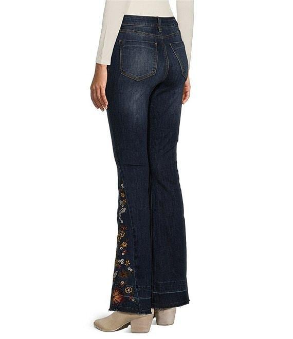 Prosperity Denim High Rise Embroidered Released Hem Flare Leg Jeans Product Image