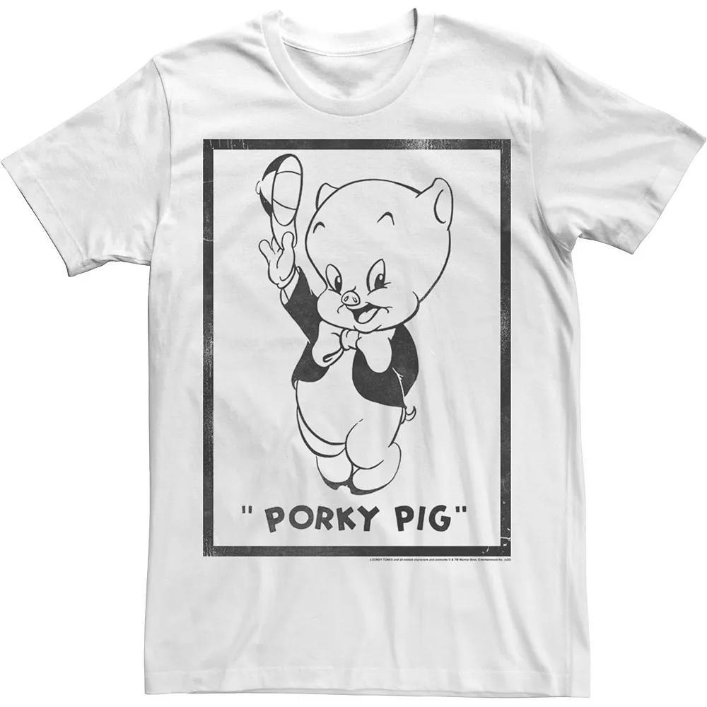 Men's Looney Tunes Porky Pig Classic Poster Tee, Size: XL, White Product Image