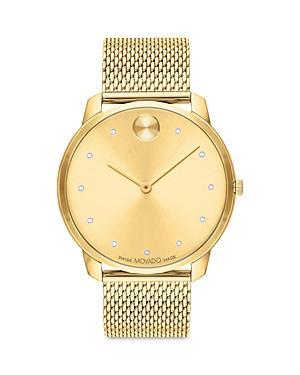 Men's Movado BoldÂ® Thin Crystal Accent Gold-Tone IP Mesh Watch with Gold-Tone Dial (Model: 3600903) Product Image