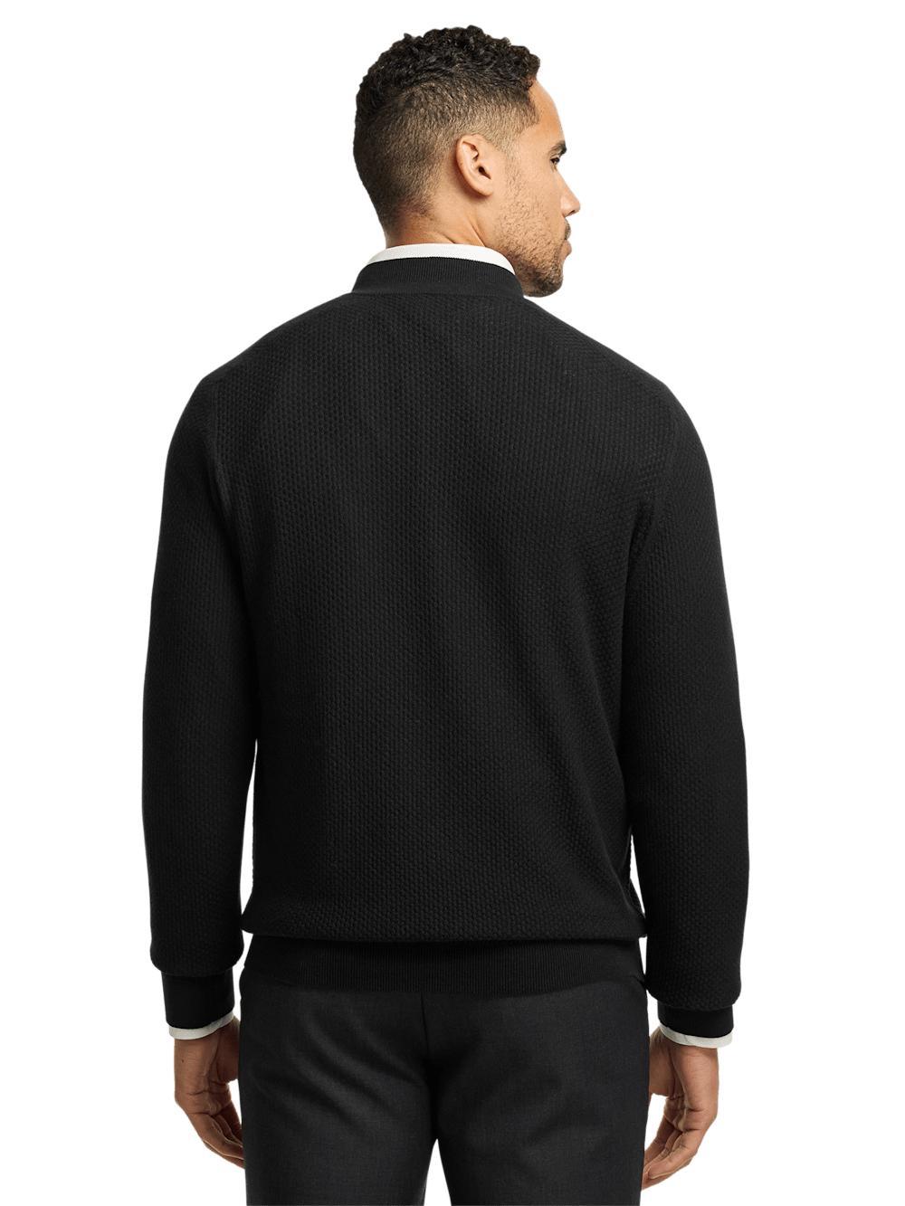 Silk Cotton Cashmere Quarter Zip Mock Neck Sweater - Black Product Image