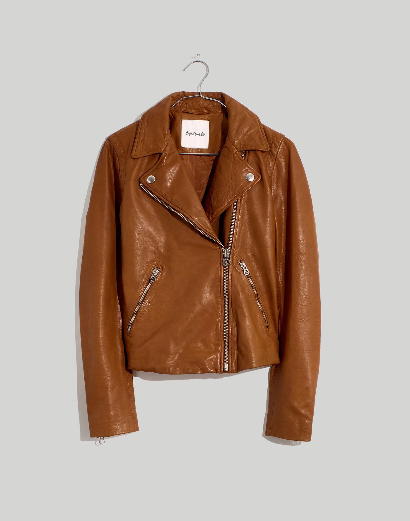 The Washed Leather Motorcycle Jacket Product Image