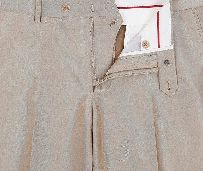 Beige Regular Fit Sharkskin Italian Styled 2 Piece Suit Product Image