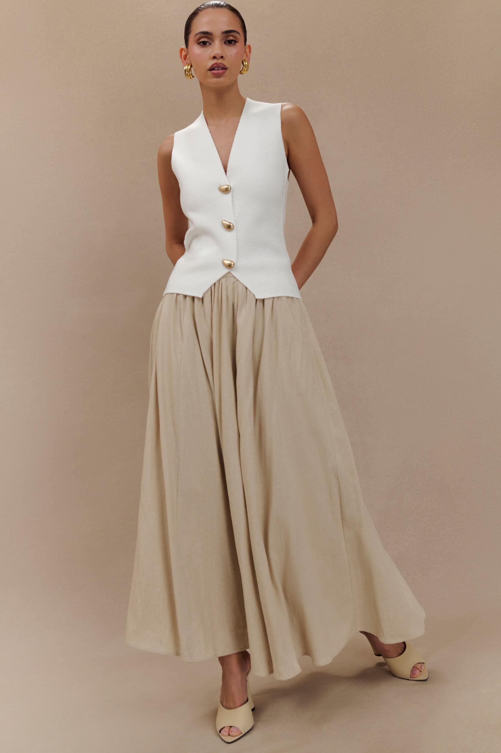 Clarence Linen A-Line Maxi Skirt - Natural Product Image